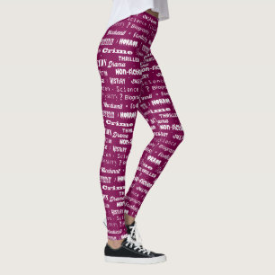 Leggings Book Genres Bibliothécaire Auteur Motif typographi