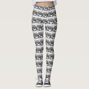 Leggings Boombox 80s rétro Motif gris