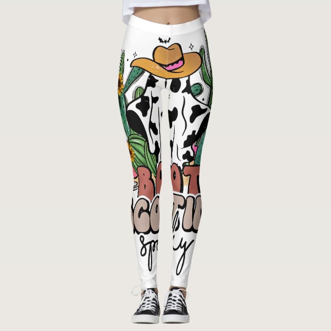 Leggings Boot Scootin_ Éffrayant, Halloween de l'Ouest, Pay (Devant)