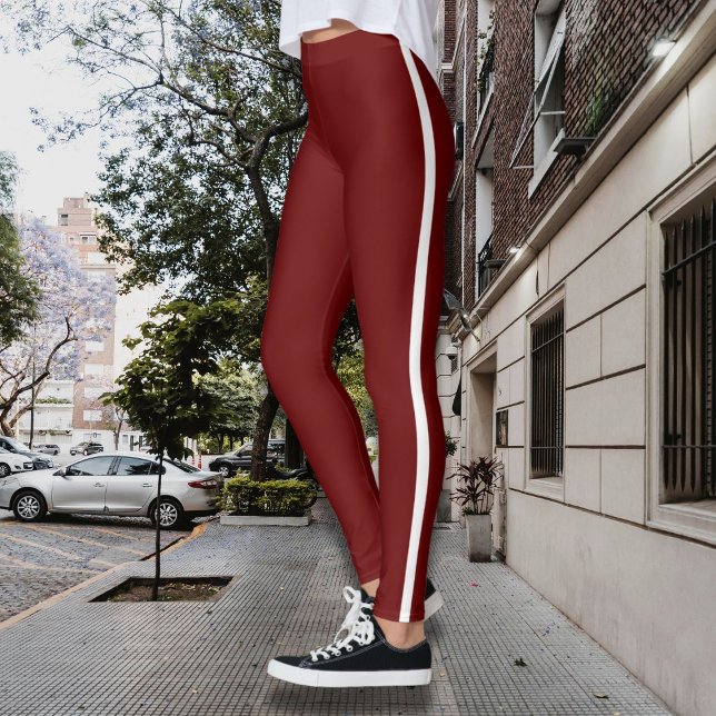 Leggings bordeaux élégants avec bande latérale bla (Créateur téléchargé)