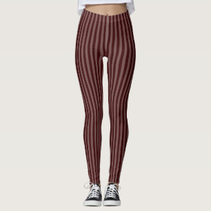 Leggings Bordeaux Polis Monochrome Vertical Bandes Minces