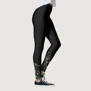 Leggings Bordure fleur sauvage en noir