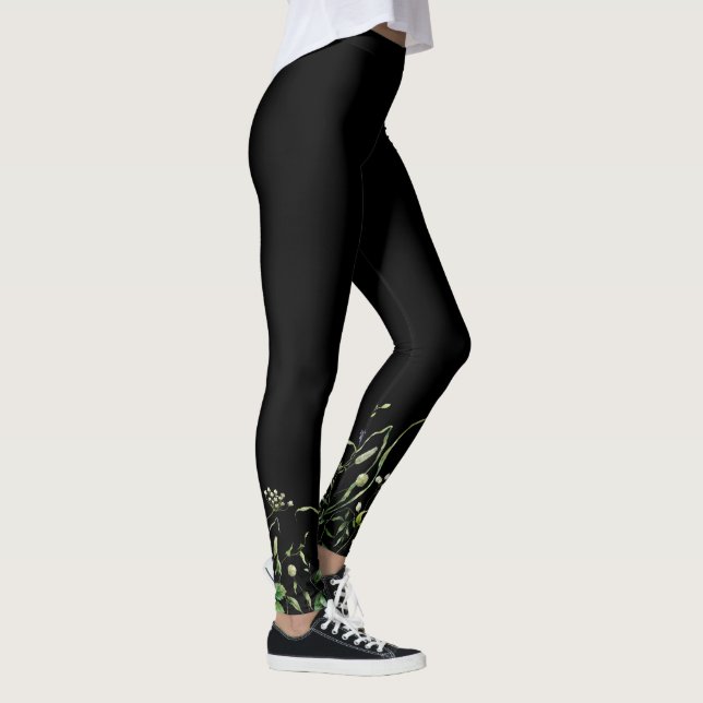 Leggings Bordure fleur sauvage en noir (Droite)