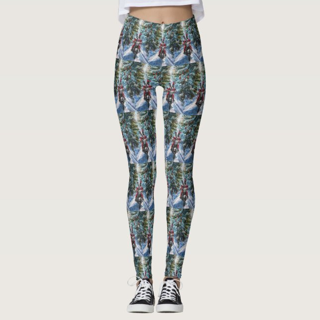 Leggings Boston Terrier Dog équitation moto Noël (Devant)