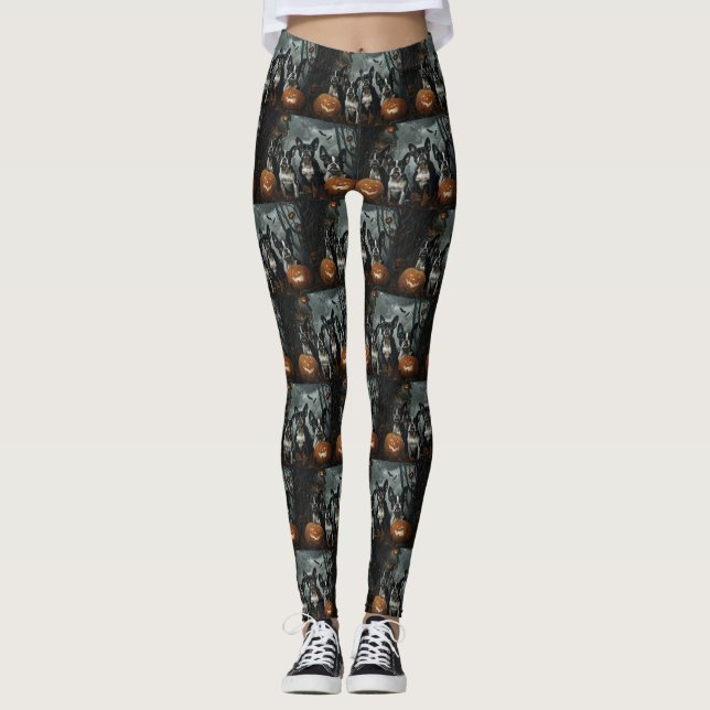 Leggings Boston Terrier Halloween nuit chien délice (Devant)