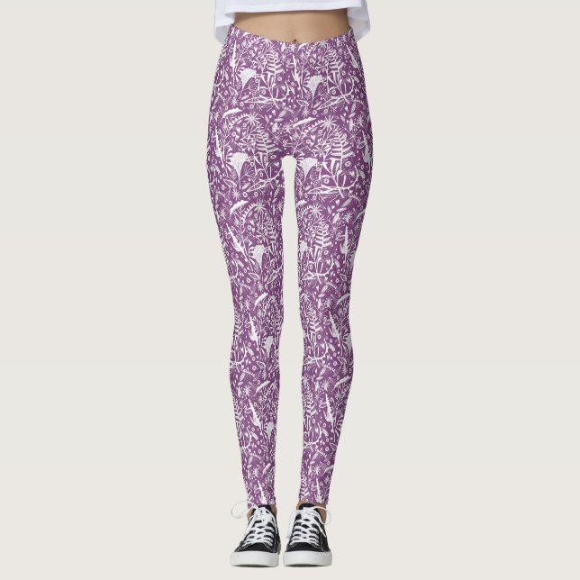 Leggings Botanique moderne violet (Devant)