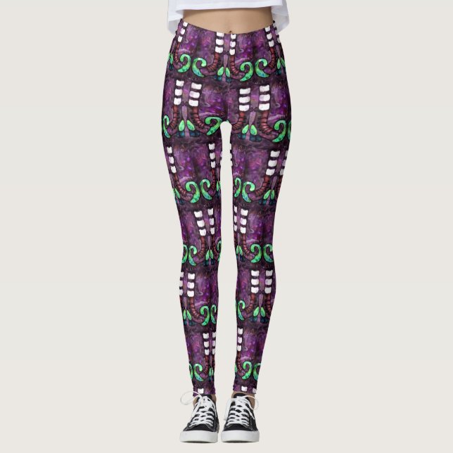 Leggings Bottes de sorcière d'Halloween Whimsical violet ve (Devant)