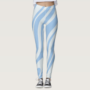 Leggings Boucles ondulées Retro Abstrait Motif Poudre Bleu
