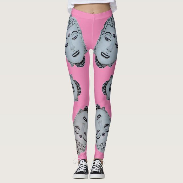 Leggings Bouddha rose chaud (Devant)