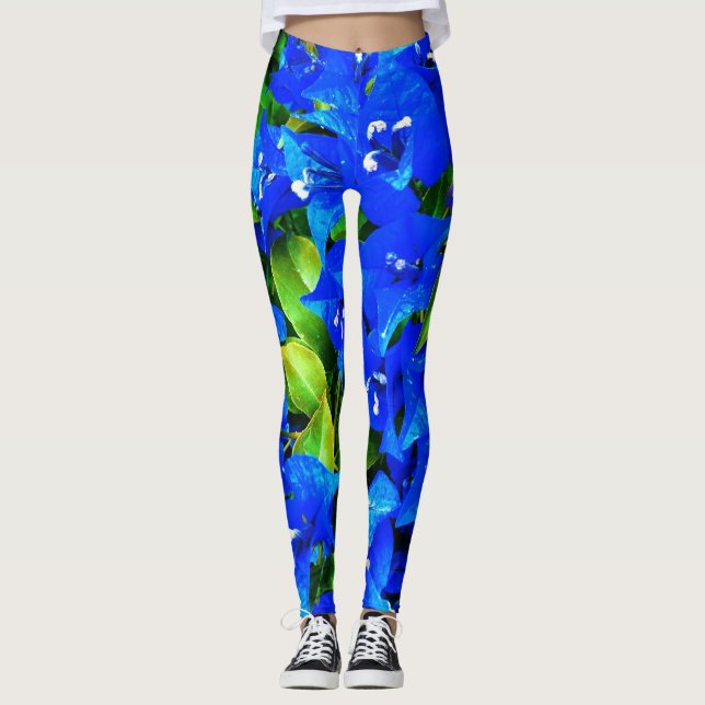 Leggings Bougainvillées bleues (Devant)