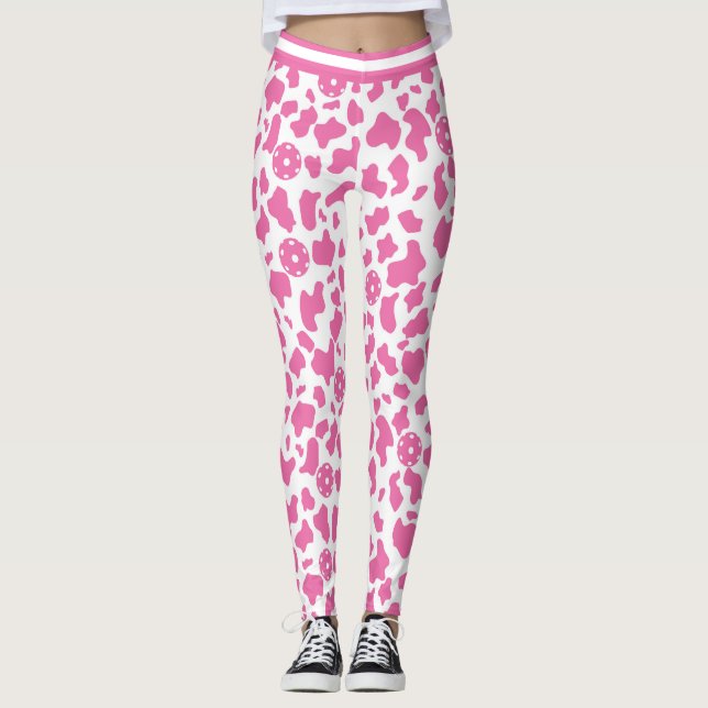 Leggings Boule de pickleball de vache fraise (taille plus p (Devant)