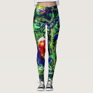 Leggings Boule rouge arbre de Noël vert