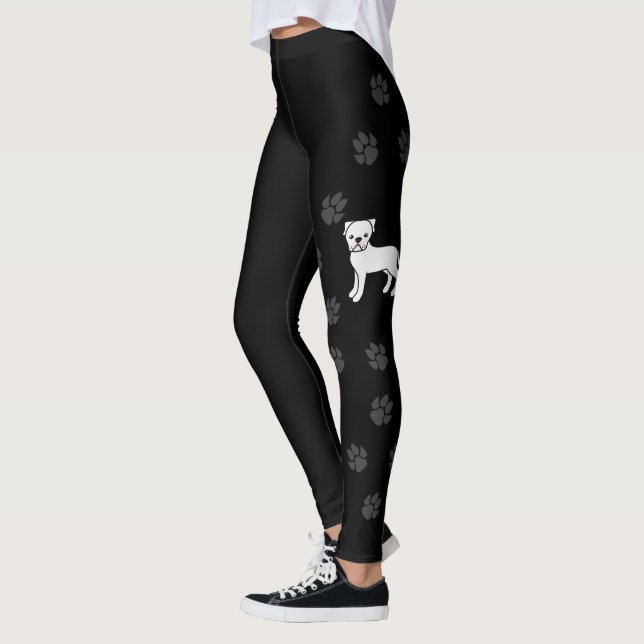 Leggings Bouledogue américain blanc Chien mignon & Pattes (Gauche)