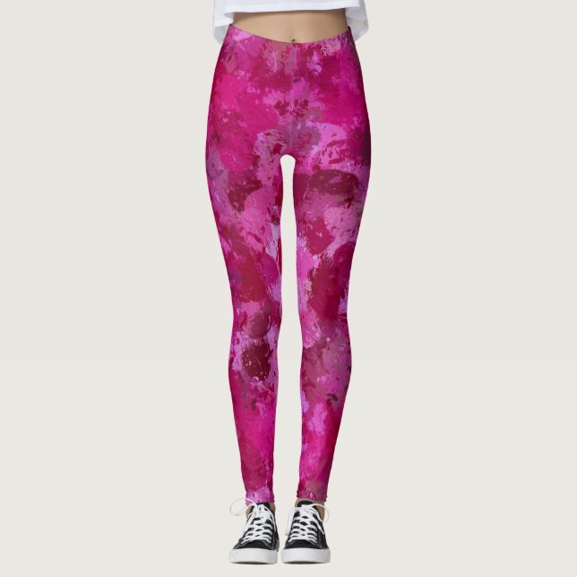Leggings Boules de peinture rose (Devant)