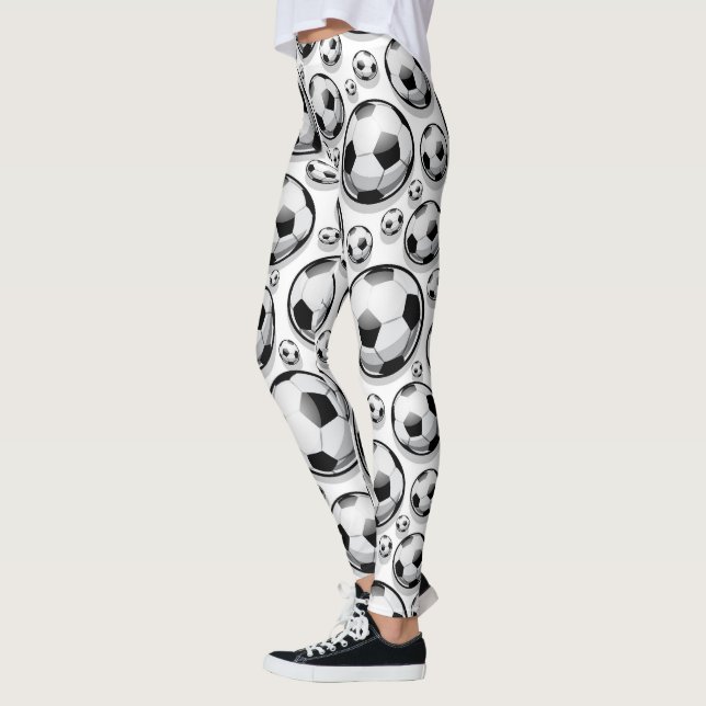 Leggings Boules de soccer noir et blanc motif (Gauche)