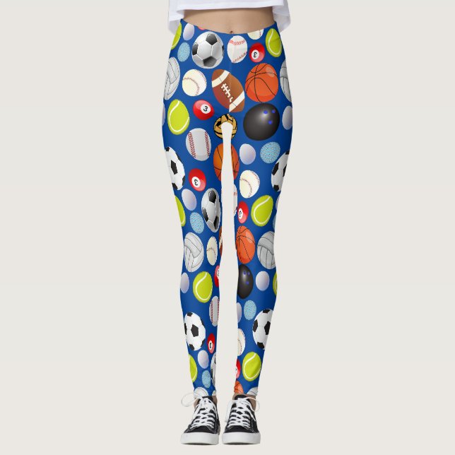 Leggings Boules de sport Motif Bleu BG (Devant)