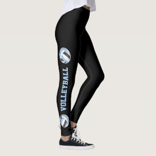 Leggings boules volleybales noires bleu avec texte sur les