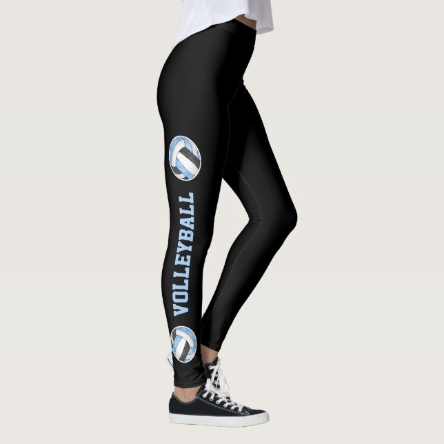 Leggings boules volleybales noires bleu avec texte sur les  (Droite)