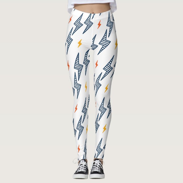 Leggings Boulons de foudre Doodle Flash transparent (Devant)