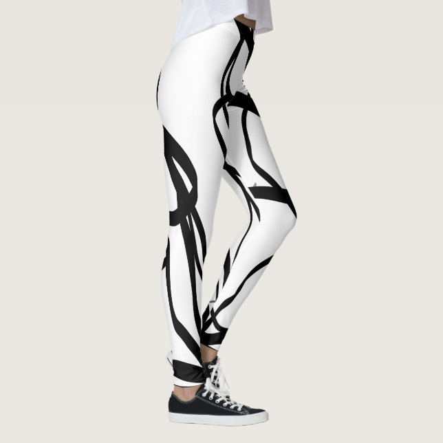 Leggings Bouquet Blanc : Abstrait blanc & noir (Droite)