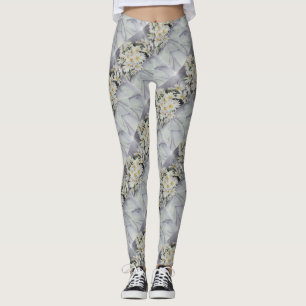 LEGGINGS BOUQUET BLANC DAISY   LÉGUMES FLORAUX