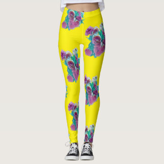 Leggings bouquet de fleurs pastel