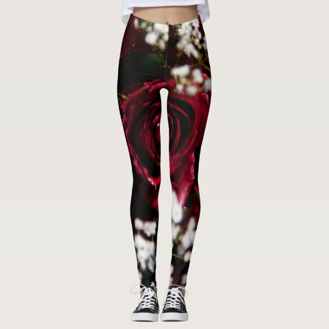 Leggings Bouquet de roses rouges (Devant)