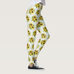 Leggings Bouquet de tournesol jaune en aquarelle