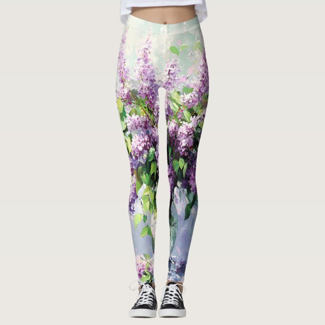 Leggings Bouquet Lavande en fleurs Lilac (Devant)