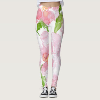 Leggings Bouquet Peony à l'aquarelle claire