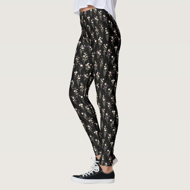 Leggings Bouquets de fleurs sauvages d'été Design abstrait (Gauche)