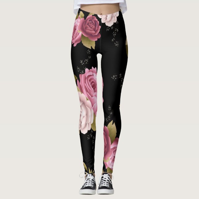 Leggings Bouquets de Roses 3 (Devant)
