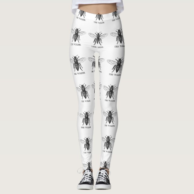 Leggings Bourdon noir ouvrier abeille à miel (Devant)