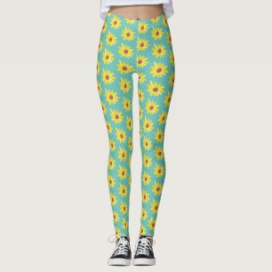 Leggings Bourgeons de tournesol à l'aquarelle Vibrants Pein