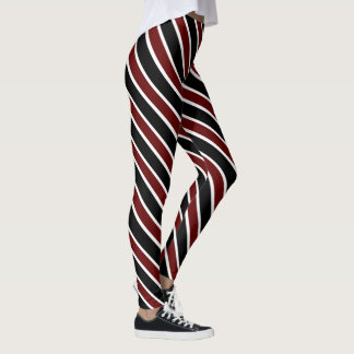 Leggings Bourgogne Classique Noir Blanc Rayure Diagonale