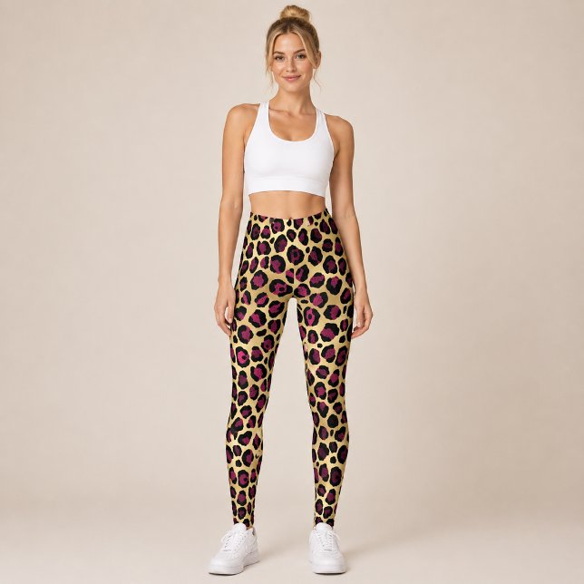 Leggings Bourgogne doré Léopard (Créateur téléchargé)