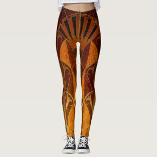 Leggings Bourgogne et Gold Art Déco