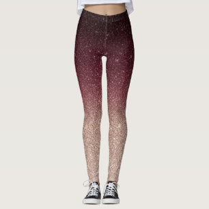 Leggings Bourgogne moderne et parties scintillantes roses