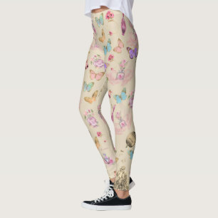 Leggings Bouteilles de parfum, fleurs, papillons aquarelle