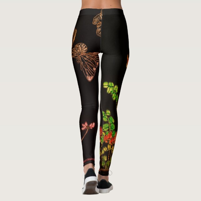 LEGGINGS BOUTEILLES ET FLEURS JAPONAISES IMPRIMÉES (Dos)