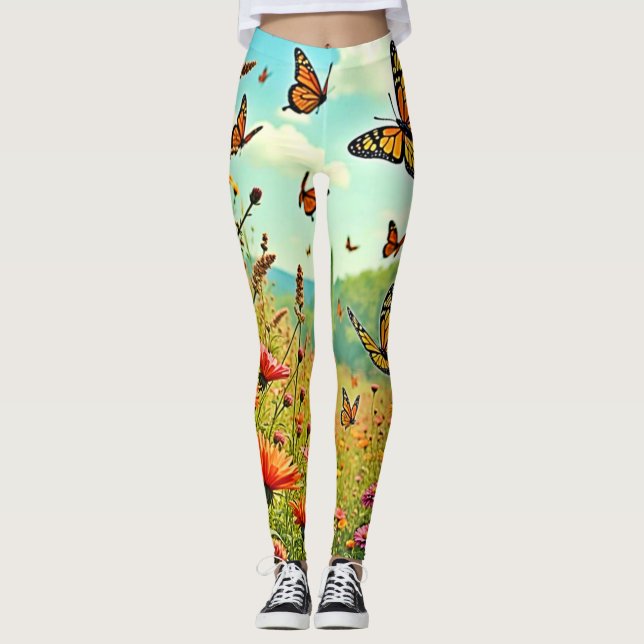 Leggings Bouton Fleur sauvage vibre Joy Design (Devant)