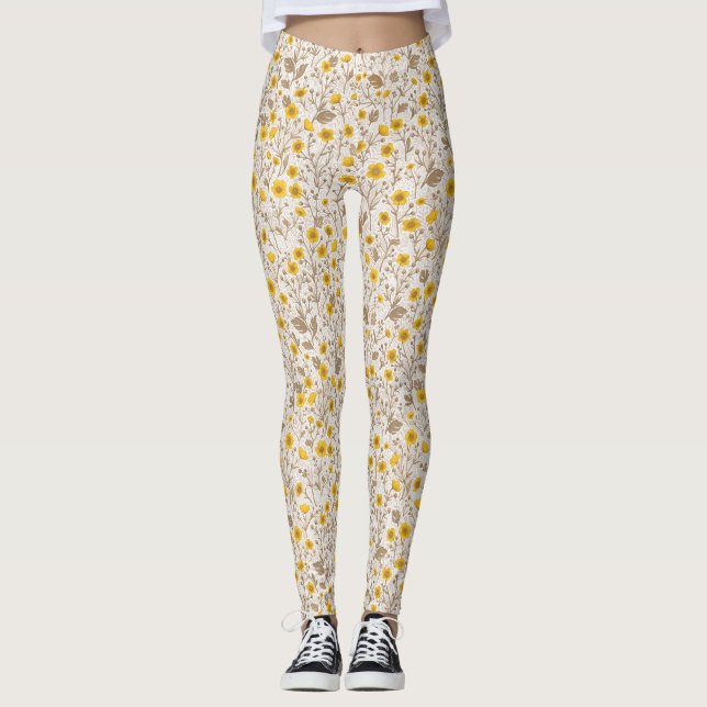 Leggings Boutons jaunes et bruns (Devant)