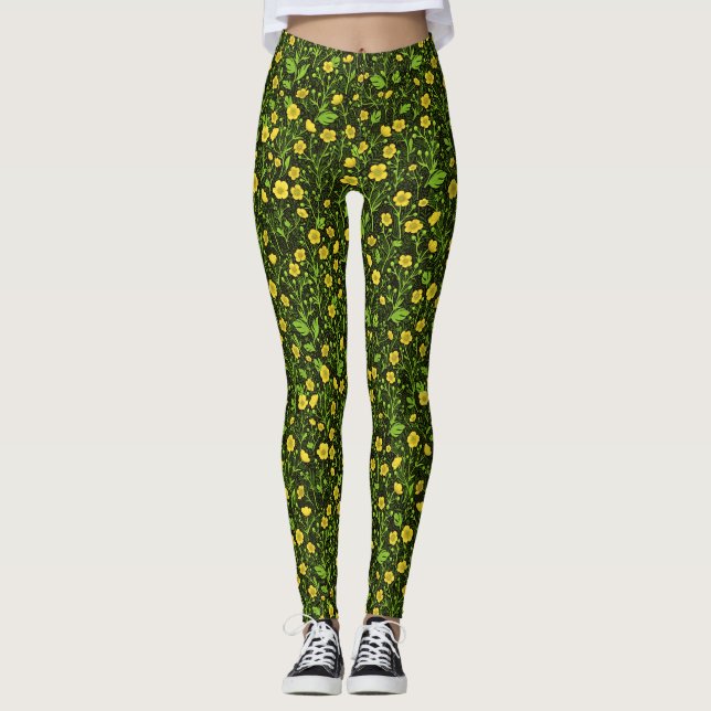 Leggings Boutons sur noir (Devant)