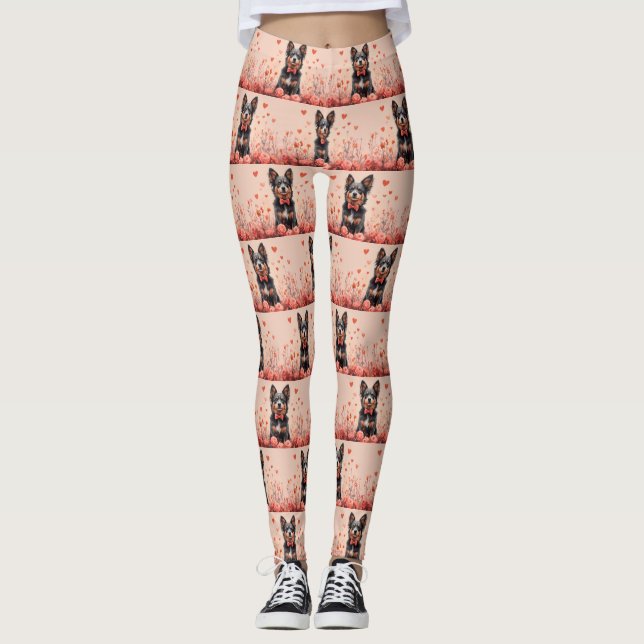 Leggings Bovins australiens avec des roses - Saint-Valentin (Devant)