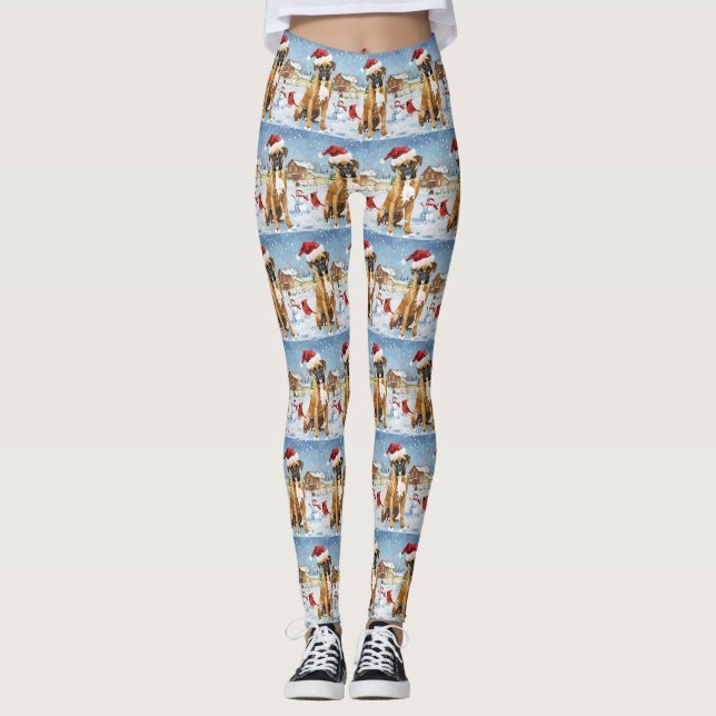 Leggings Boxer Chien Winter Wonderland Noël Joie (Devant)
