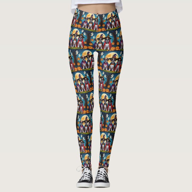 Leggings Boxer Chiens Citrouille Halloween Funny (Devant)
