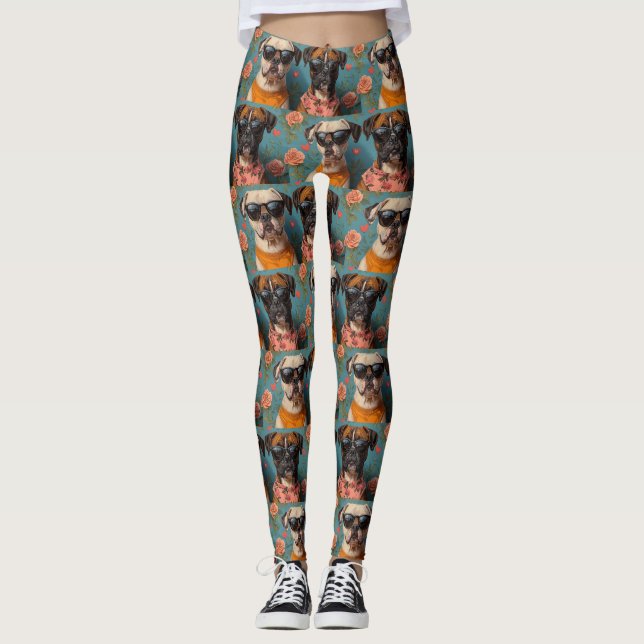 Leggings Boxeur avec roses de la Saint-Valentin (Devant)
