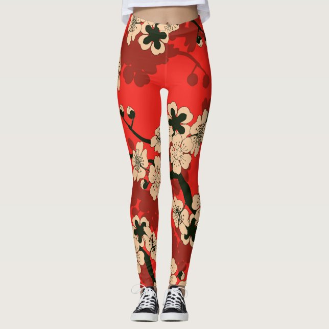 Leggings Branche de cerisier japonais : élégant (Devant)
