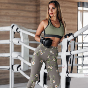 Leggings Branche florale élégante à motif   Légendes