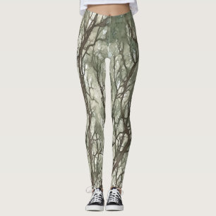 Leggings Branches d'aquarelle Camouflage vert